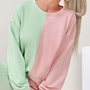 Drop Shoulder Two Tone Pullover